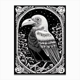 B&W Bird Linocut California Condor 3 Canvas Print