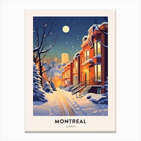 Winter Night  Travel Poster Montreal Canada 4 Canvas Print