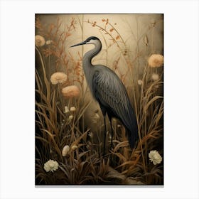 Dark And Moody Botanical Crane 2 Canvas Print