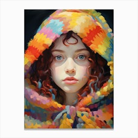 Girl In Crochet Hood Illustration Canvas Print