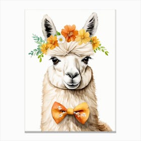 Baby Alpaca Wall Art Print With Floral Crown And Bowties Bedroom Decor (23) Canvas Print