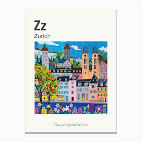 Kids Travel Alphabet  Zurich 3 Canvas Print