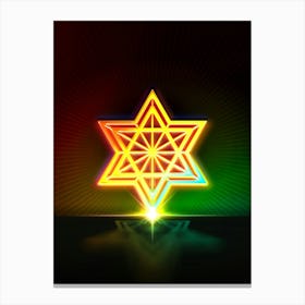 Neon Geometric Glyph in Watermelon Green and Red on Black n.0112 Canvas Print