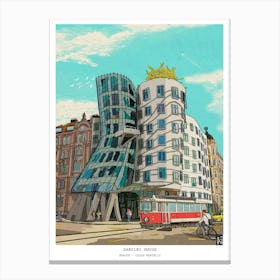 Prague Travel Art Print - Dancing House Prague Czech Republic - Whimsical Czech Fine Art - Prague Wall Art, Czech Gifts Canvas Print