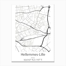 Hellemmes Lille,France Minimalist Map Canvas Print