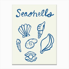 Seashell Doodles, Seashell Line Art, Minimalism Seashell Design 8 Canvas Print