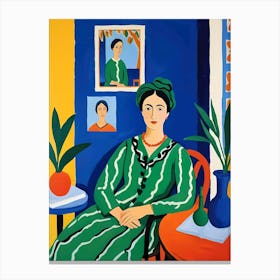 Woman In A Green Dress Canvas Print