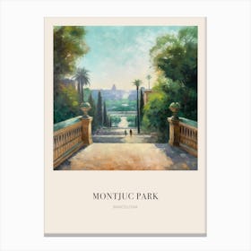 Montjuc Park Barcelona 2 Vintage Cezanne Inspired Poster Canvas Print