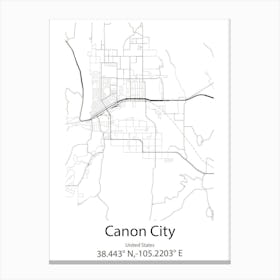 Canon City,United States Minimalist Map Canvas Print