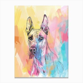 Great Dane Dog Pastel Line Watercolour Illustration  4 Canvas Print