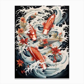 Koi Fish Japanese Style Illustration 2 Canvas Print