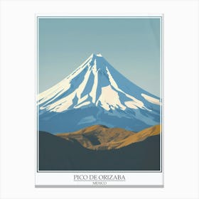 Pico De Orizaba Mexico Color Line Drawing 1 Poster Canvas Print