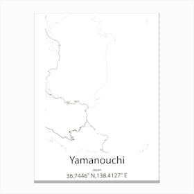 Yamanouchi,Japan Minimalist Map Stampe su tela