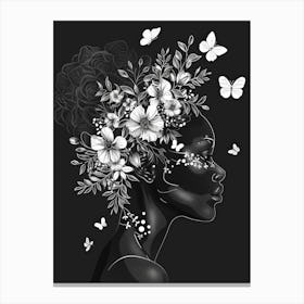 Black Woman With Flowers In Her Hair 1 Canvas Print