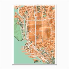 Buenos Aires Orange Map Canvas Print