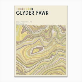 Glyder Fawr Wales Topographic Contour Map Canvas Print