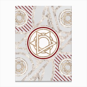 Geometric Abstract Glyph in Festive Gold Silver and Red n.0044 Canvas Print