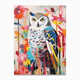 Bird Painting Collage Snowy Owl 2 Canvas Print