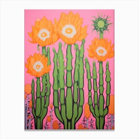 Mexican Style Cactus Illustration Fishhook Cactus 2 Canvas Print