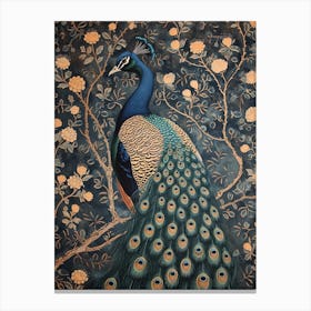 Gothic Floral Peacock Wallpaper Canvas Print