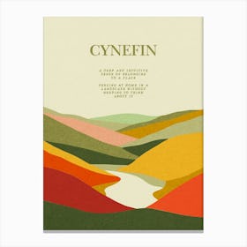 Welsh Landscape Cynefin Inspirational Quote Print Minimalist Wall Art Colorful Decor Canvas Print