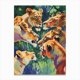Transvaal Lion Lion In Different Seasons Fauvist Painting 3 Canvas Print