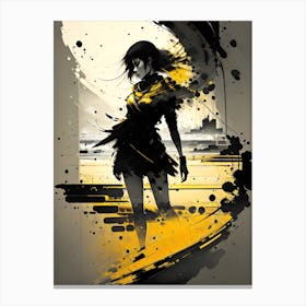 Girl In Black And Yellow Canvas Print