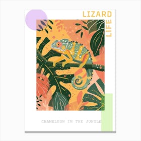 Chameleon In The Jungle Modern Abstract Illustration 3 Poster Canvas Print