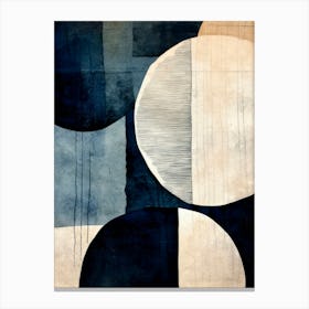 Contrast Abstract Circles. Dark Blue and Beige Canvas Print