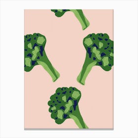 Broccoli Pink & Green Pattern 1 Canvas Print