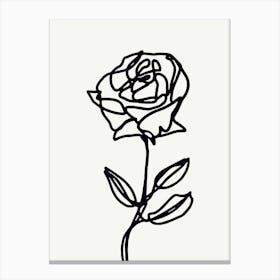 Line Drawing Of A Rose Monoline Blue Canvas Print