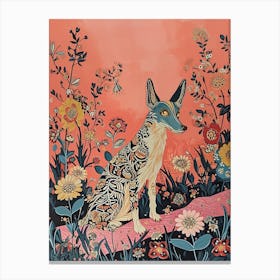 Floral Animal Painting Coyote 2 Canvas Print