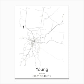 Young,Australia Minimalist Map Canvas Print