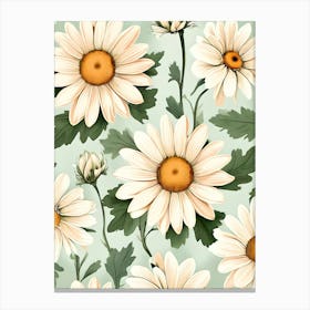 Seamless Pattern With Daisies Canvas Print