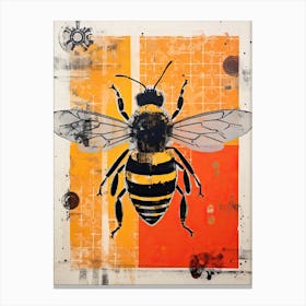 Bee, Woodblock Animal Drawing 4 Canvas Print