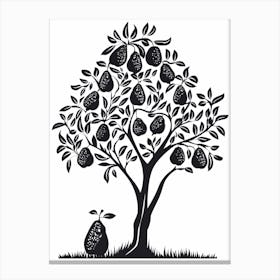 Pear Tree Simple Geometric Nature Stencil 1 Canvas Print