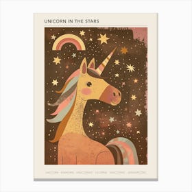 Unicorn & Stars Muted Pastels 3 Poster Canvas Print