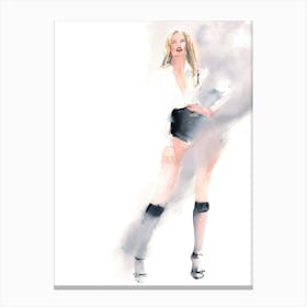White Shirt And Knee High Tights Canvas Print
