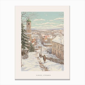 Vintage Winter Poster Vilnius Lithuania 1 Canvas Print