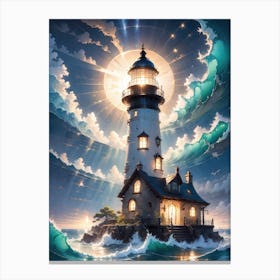 A Lighthouse In The Middle Of The Ocean 54 Canvas Print