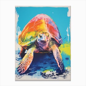 Sea Turtle Screen Print Inspired 1 Canvas Print
