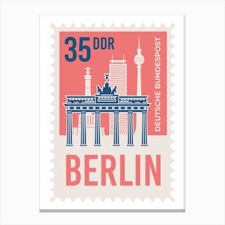 Berlin City Stamp Pink Canvas Print