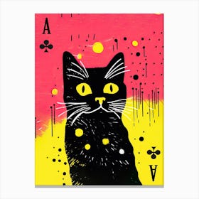 Playing Cards Cat 4 Pink And Black Canvas Print