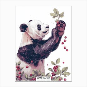 Giant Panda Picking Berries Poster 7 Canvas Print
