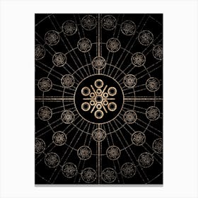 Geometric Glyph Radial Array in Glitter Gold on Black n.0370 Canvas Print