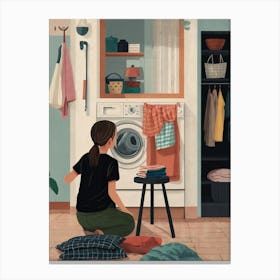 Illustration Of A Woman Doing Laundry 5 Canvas Print