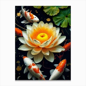 Koi Fish In Water Canvas Print