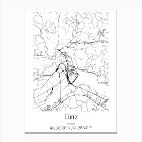 Linz,Austria Minimalist Map Canvas Print