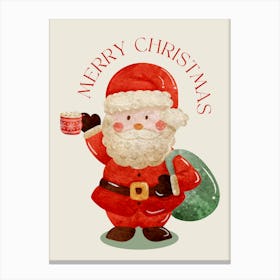 Merry Christmas Santa Watercolor Hand Drawing Illustration Canvas Print