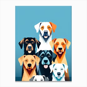 Dog Breeds, colorful dog illustration, dog portrait, animal illustration, digital art, pet art, dog artwork, dog drawing, dog painting, dog wallpaper, dog background, dog lover gift, dog décor, dog poster, dog print, pet, dog, vector art, dog art,  Canvas Print
